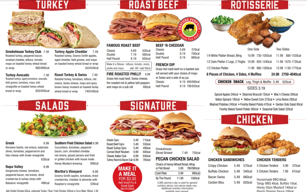 arbys menu